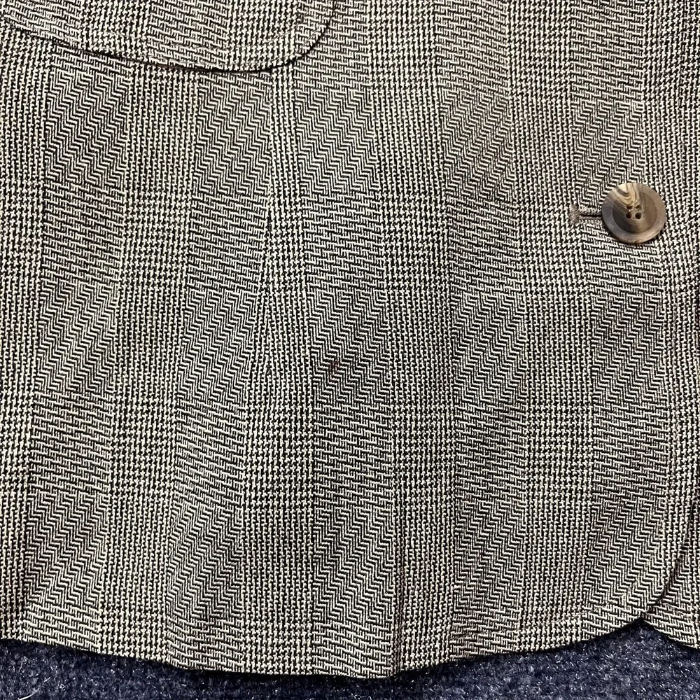 Harve Benard Sport Blazer Jacket Womens 10 Gray Plaid Wool Faux Leather Collar - Picture 5 of 10